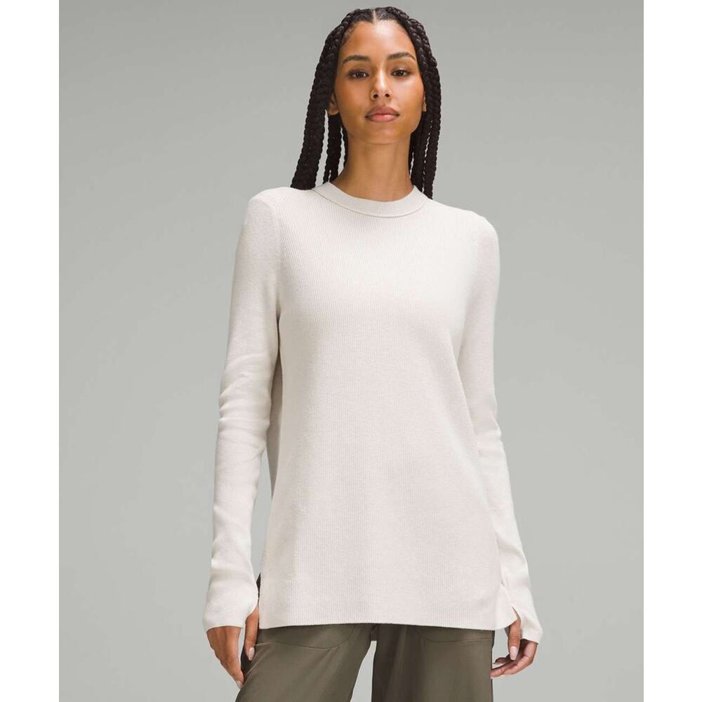 Lululemon Take It All In Cotton-Blend Crew Pullover Sweater White Opal Cream S